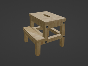 Wooden Step Stool 3D 모델