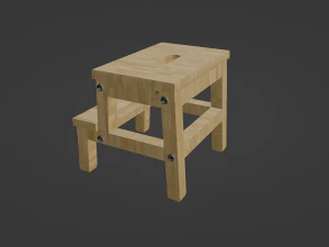Wooden Step Stool 3D Model