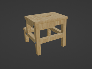 Wooden Step Stool 3D 모델