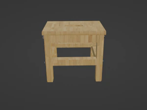 Wooden Step Stool 3D Model