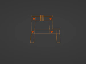 Wooden Step Stool 3D Model