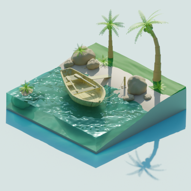 Beach 3D Model .c4d .max .obj .3ds .fbx .stl .blend 