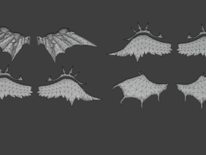 4 wings pack for games 3D Model