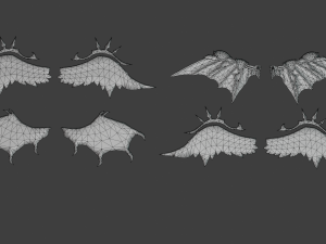 4 wings pack for games 3D Model
