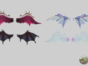 4 wings pack for games 3D Model