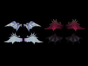 4 wings pack for games 3D Model