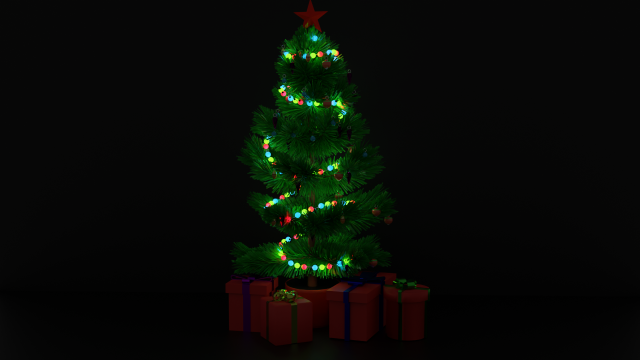 Gifts under the Christmas tree 3D Model .c4d .max .obj .3ds .fbx .stl .blend 