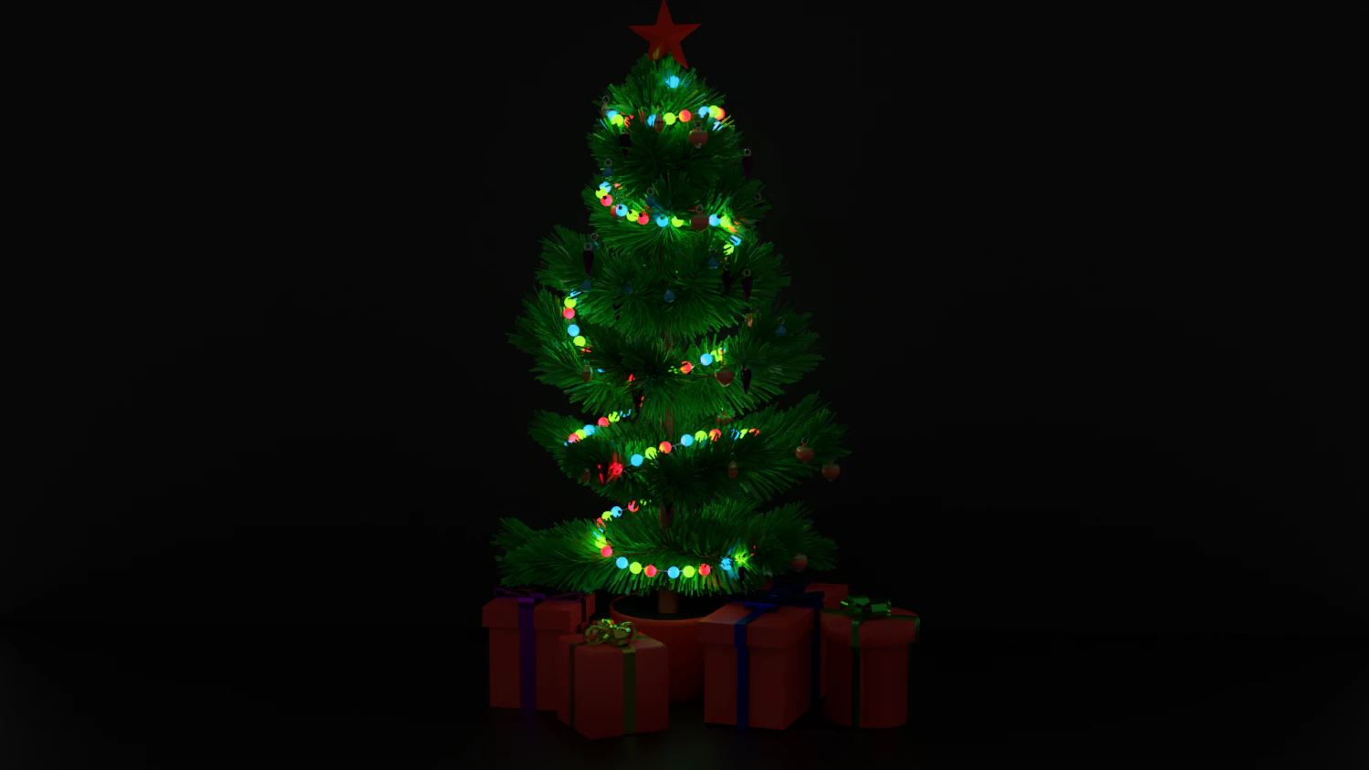 Gifts under the Christmas tree 3D Model .c4d .max .obj .3ds .fbx .stl .blend