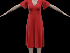 3D Female Avatar with Red Dress 3D Model