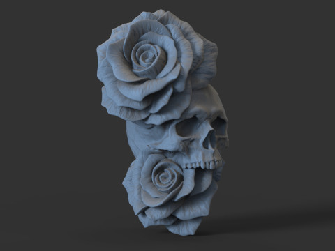 Skull with Roses model for 3d printing 3Dモデル