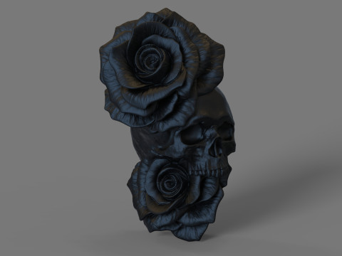 Skull with Roses model for 3d printing 3D Модель