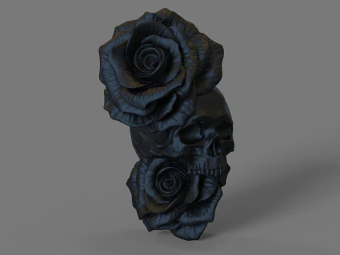 Skull with Roses model for 3d printing 3D Model