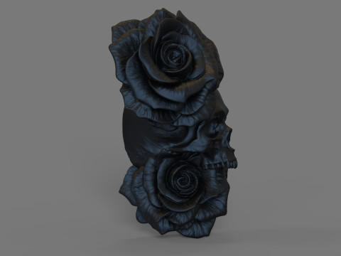 Skull with Roses model for 3d printing 3D Модель