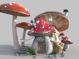 Mushroomhouse subdivision and low poly 3D मॉडल