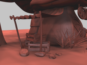 Mushroomhouse subdivision and low poly Model 3D