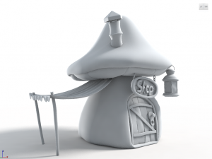 Mushroomhouse subdivision and low poly Model 3D