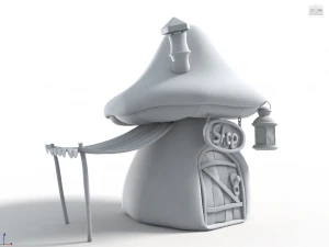 Mushroomhouse subdivision and low poly 3D Model