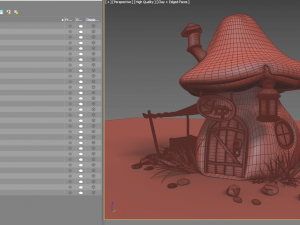 Mushroomhouse subdivision and low poly Model 3D