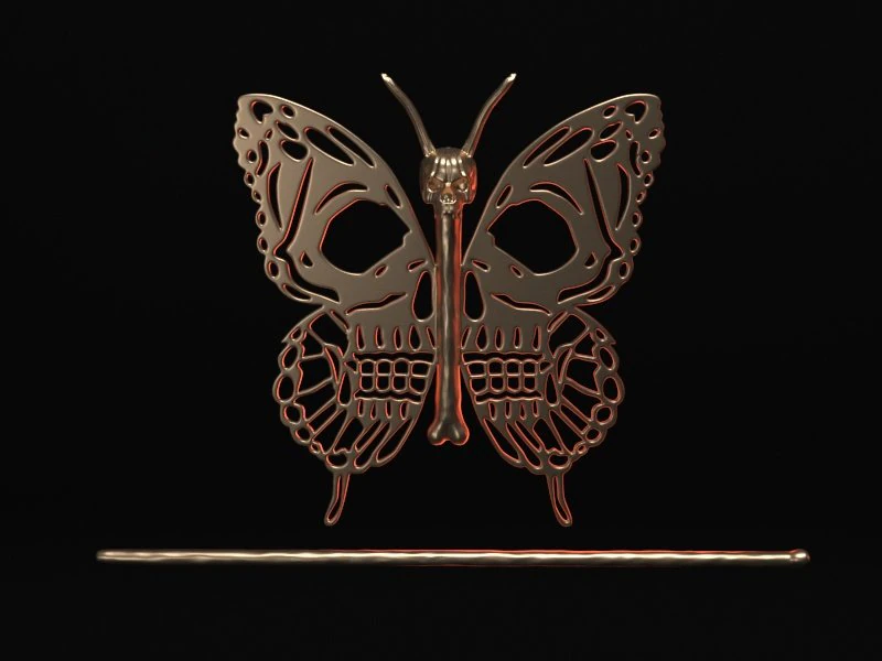 SKULL BUTTERFLY 3D Print Model .c4d .max .obj .3ds .fbx .stl .blend 