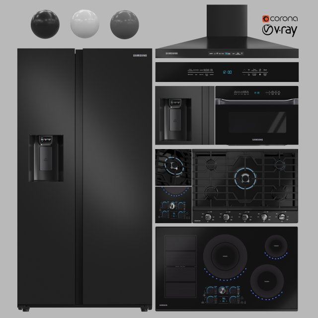 Appliance collection samsung Model 3D .c4d .max .obj .3ds .fbx .stl .blend 