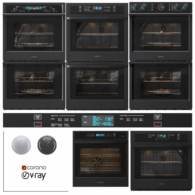 Samsung Oven Set01 3D Модель .c4d .max .obj .3ds .fbx .stl .blend