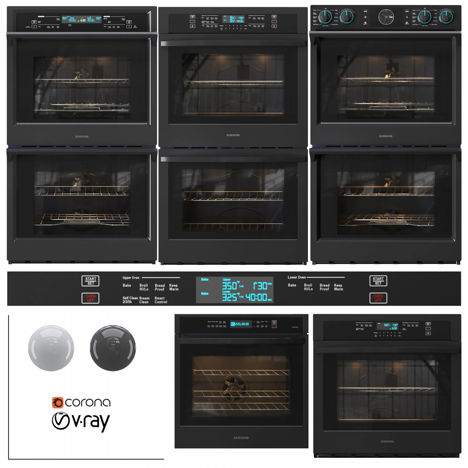 Samsung Oven Set01 3D Model .c4d .max .obj .3ds .fbx .stl .blend 