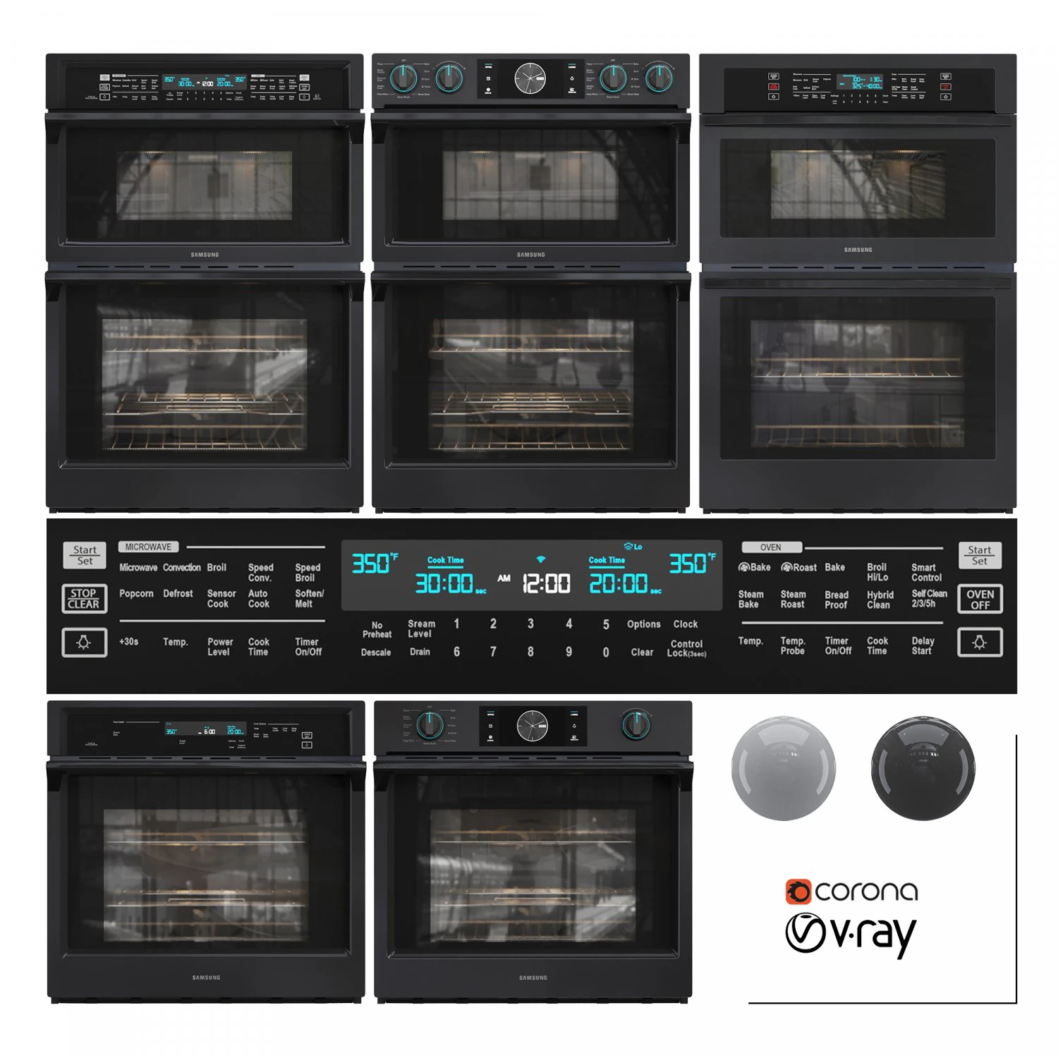 Samsung MicrowaveOven S02 3D Model .c4d .max .obj .3ds .fbx .stl .blend