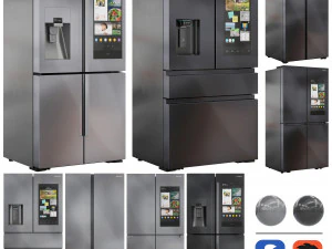 Набор холодильников Samsung02 3D Модель