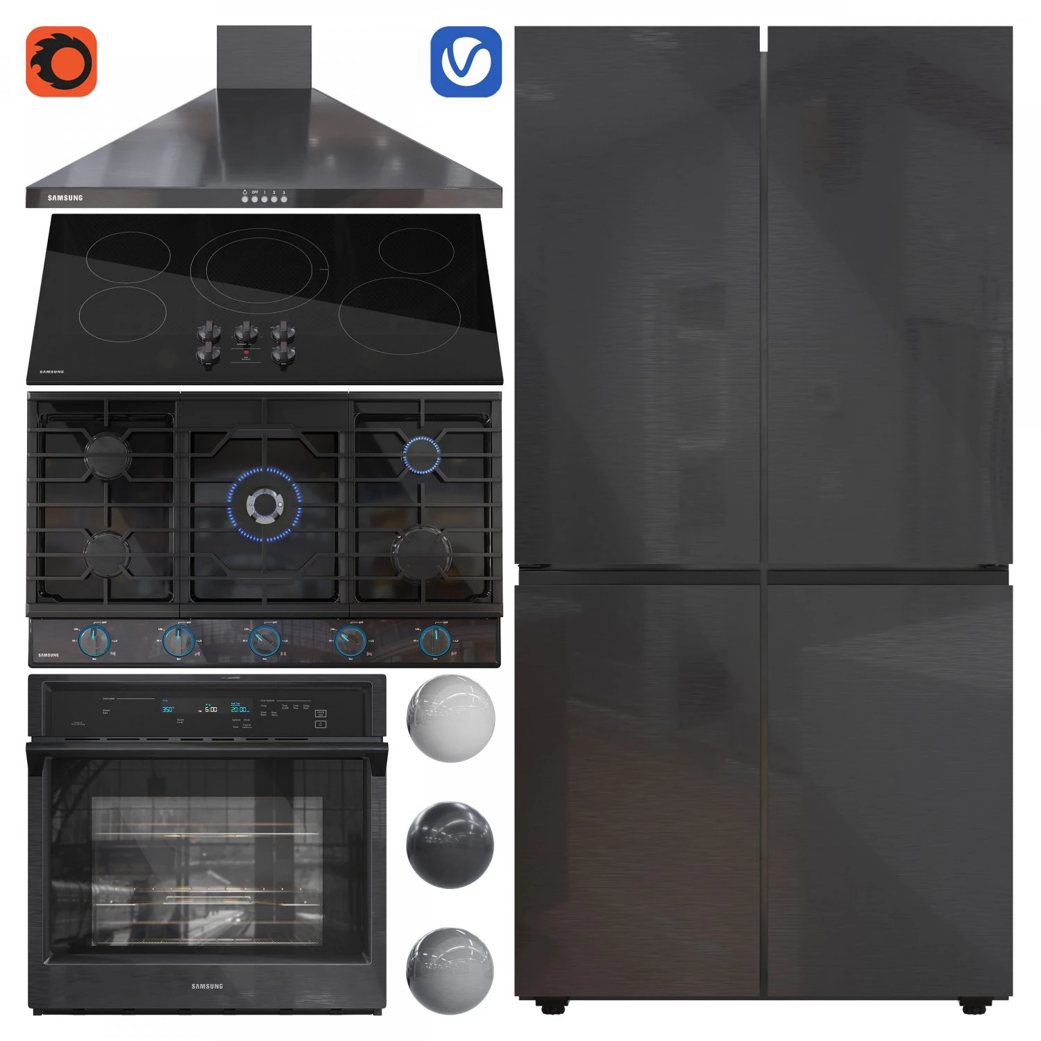 Appliance Collection Samsung V05 3D Model .c4d .max .obj .3ds .fbx .stl .blend
