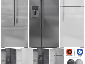 GE Refrigerator Set01 3D Model
