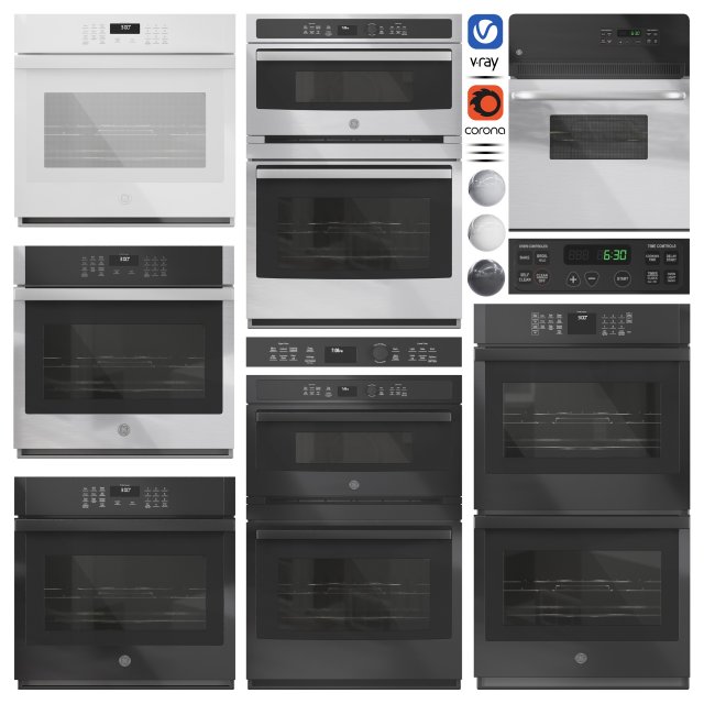 GE Oven Set 01 Modello 3D .c4d .max .obj .3ds .fbx .stl .blend 