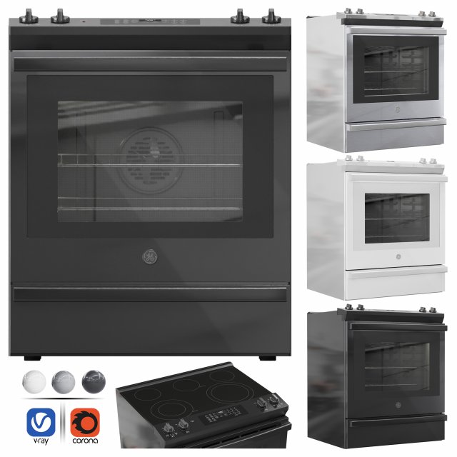 GE Electric Range 30SlideIn 3D Модель .c4d .max .obj .3ds .fbx .stl .blend 