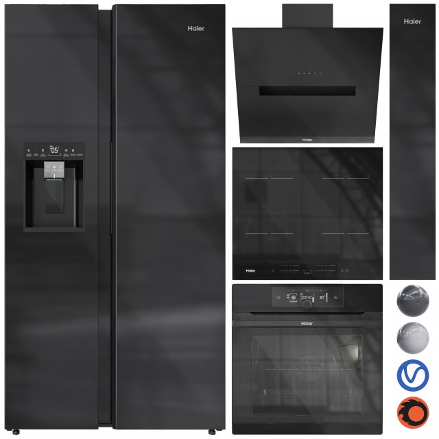 Haier Appliance Collection Set 01 3D Model .c4d .max .obj .3ds .fbx .stl .blend 