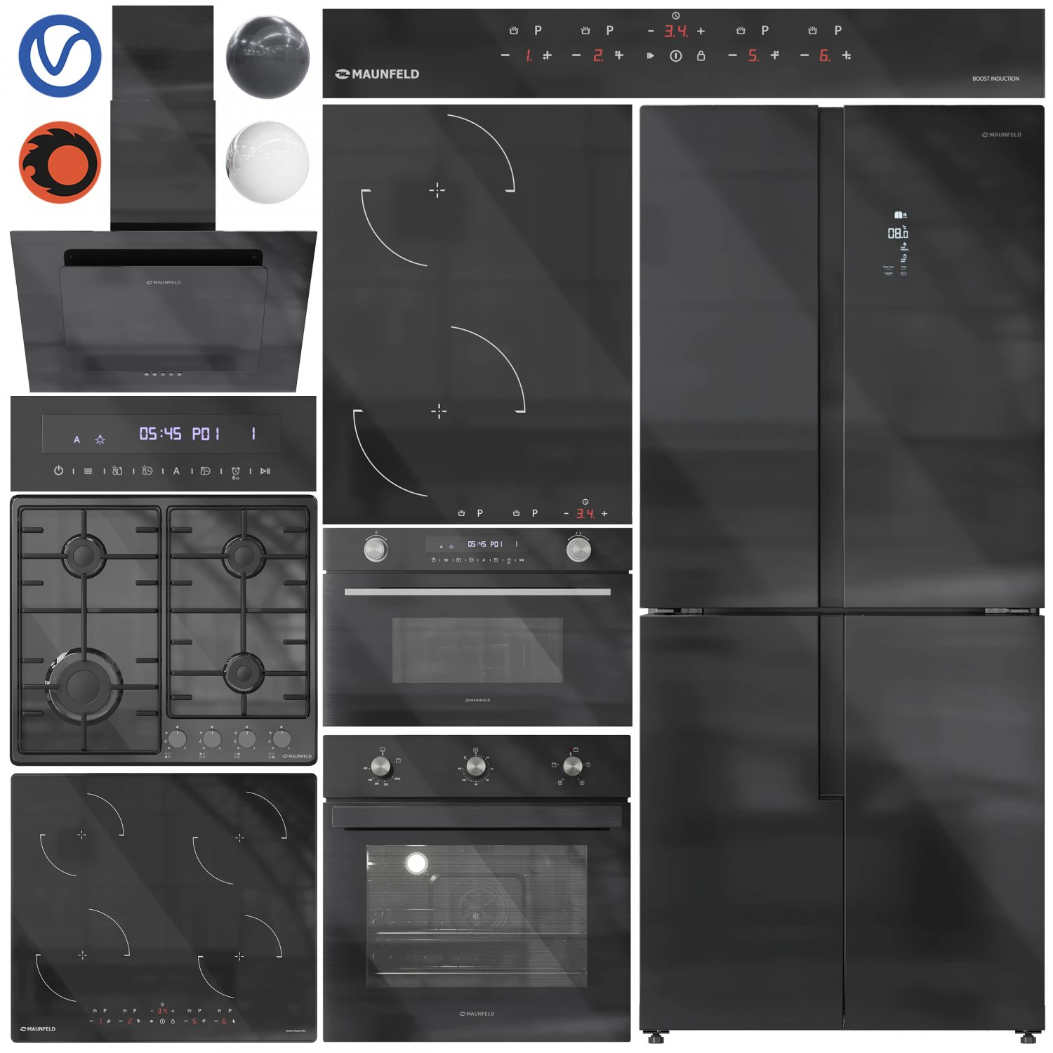 Maunfeld Appliance Collection Set 01 3D Model .c4d .max .obj .3ds .fbx .stl .blend