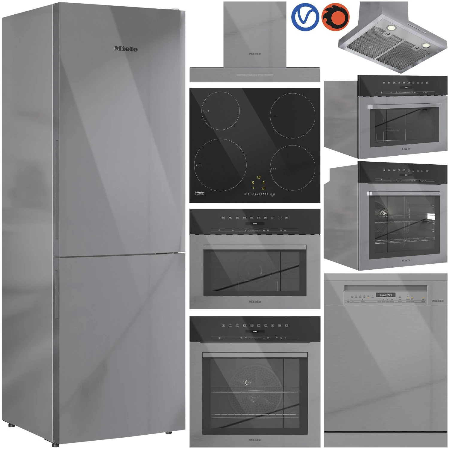 Miele Appliance Collection Set 01 3D Model .c4d .max .obj .3ds .fbx .stl .blend 