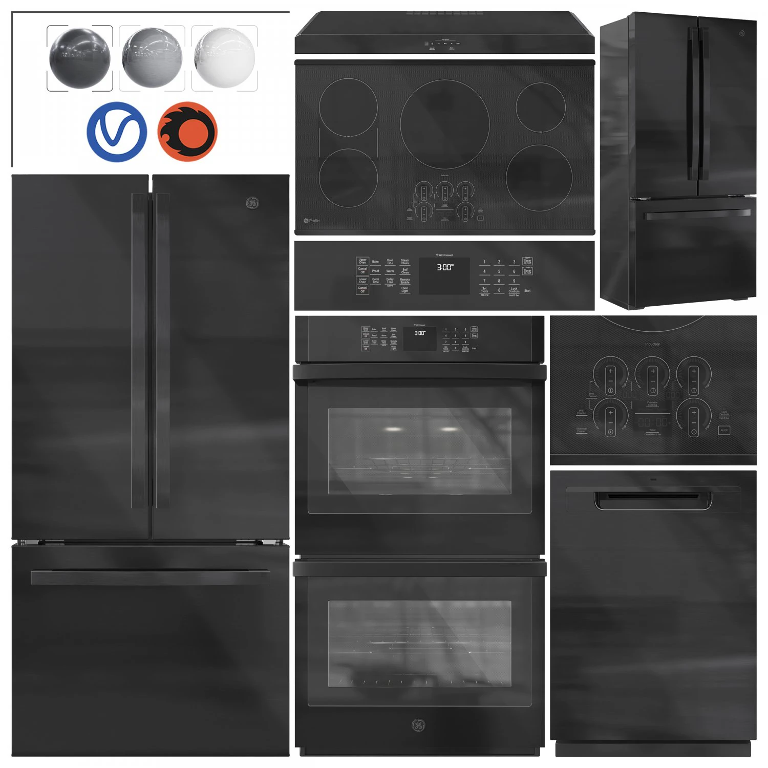 GE Appliance Collection Set 02 3D Model .c4d .max .obj .3ds .fbx .stl .blend 