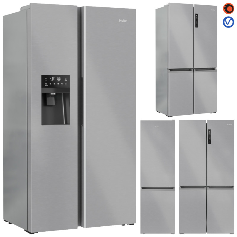Haier Refrigerator Set 01 Modelo 3D .c4d .max .obj .3ds .fbx .stl .blend 