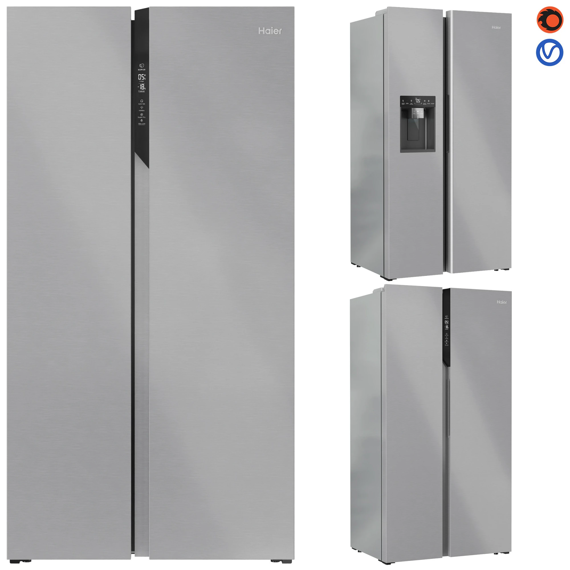 Haier Refrigerator Set 02 3D Model .c4d .max .obj .3ds .fbx .stl .blend