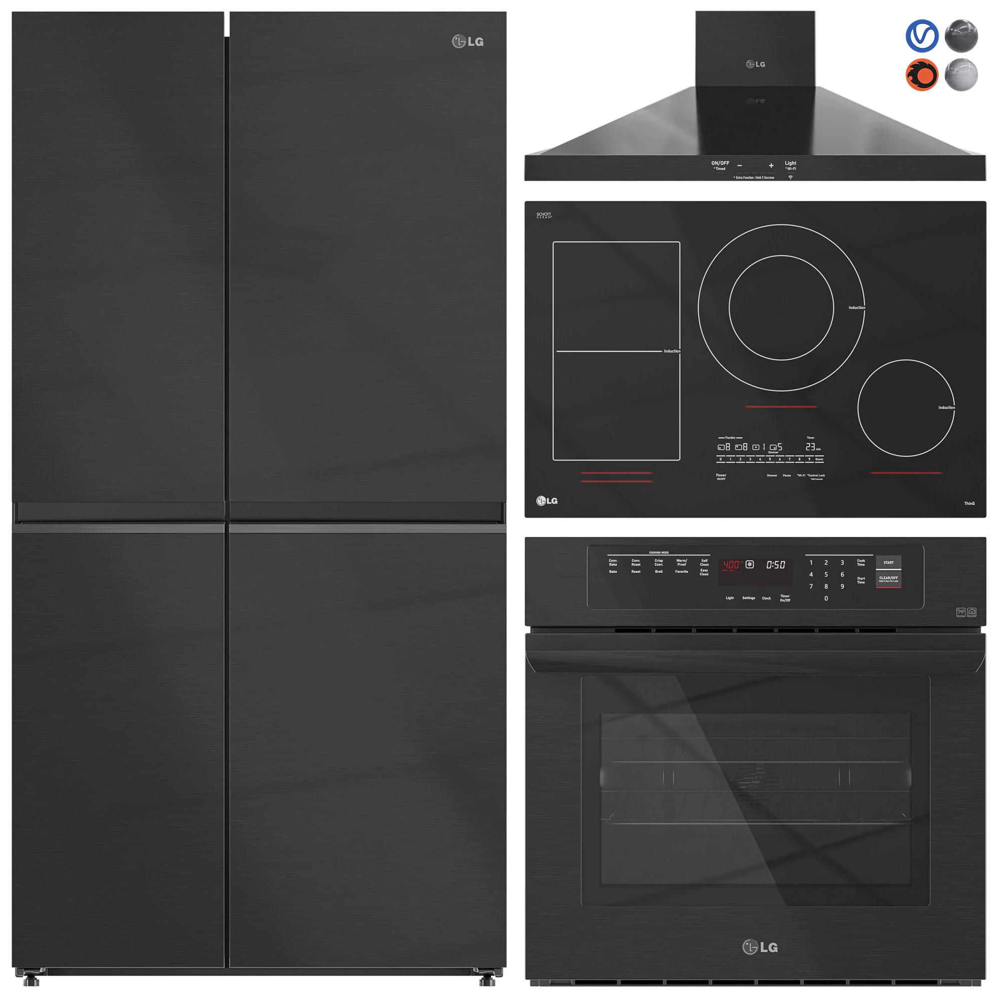 LG Appliance Collection Set 01 3D Model .c4d .max .obj .3ds .fbx .stl .blend