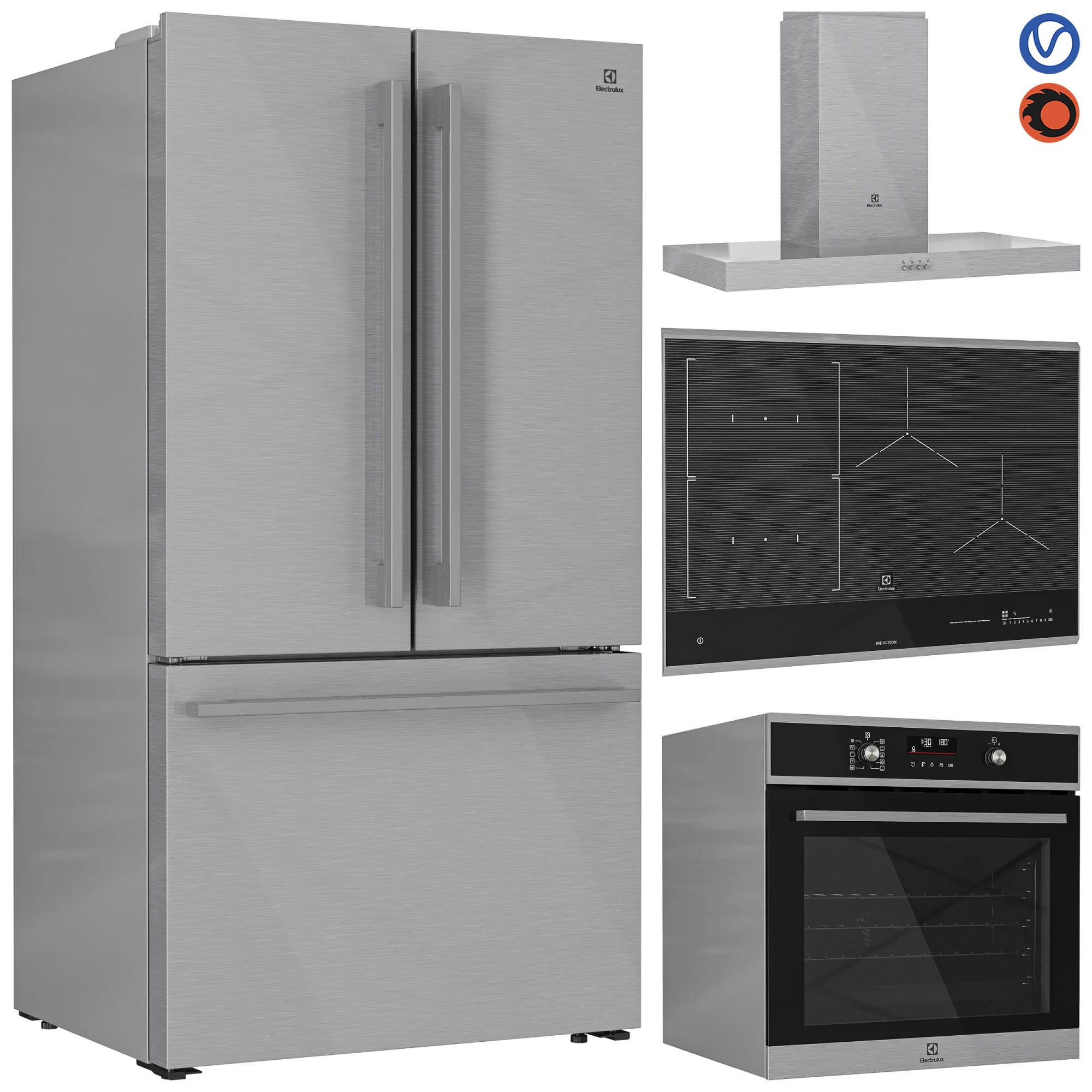 Electrolux Appliance Collection Set 01 3D Model .c4d .max .obj .3ds .fbx .stl .blend 
