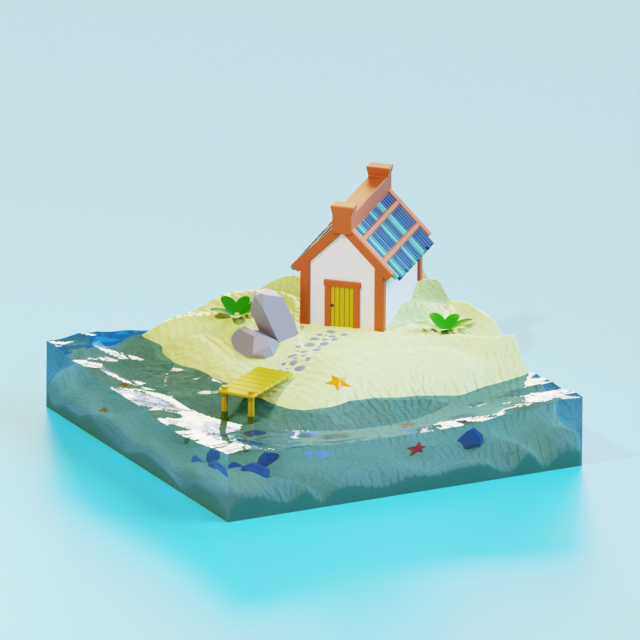 Beach Model 3D .c4d .max .obj .3ds .fbx .stl .blend 