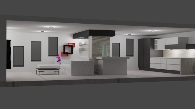A simple room in the style of a high-tech 3D Model .c4d .max .obj .3ds .fbx .stl .blend 