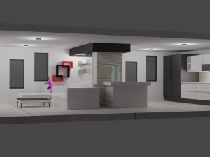 A simple room in the style of a high-tech Model 3D