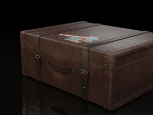 3D model Vintage travel trunk VR / AR / low-poly