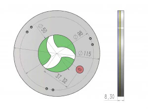 3DP3BLROD50A-Mecanismo de iris para impresi&oacute;n 3d Modelo de impresión 3D