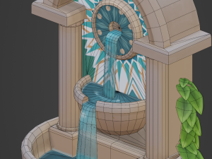 Gamedeve environment low poly handpainting fountain Modelo 3D
