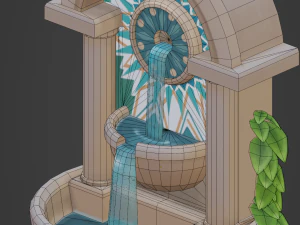 Fonte de pintura &agrave; m&atilde;o de baixo poli ambiente Gamedeve Modelo 3D