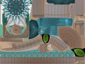 Gamedeve environment low poly handpainting fountain Modelo 3D
