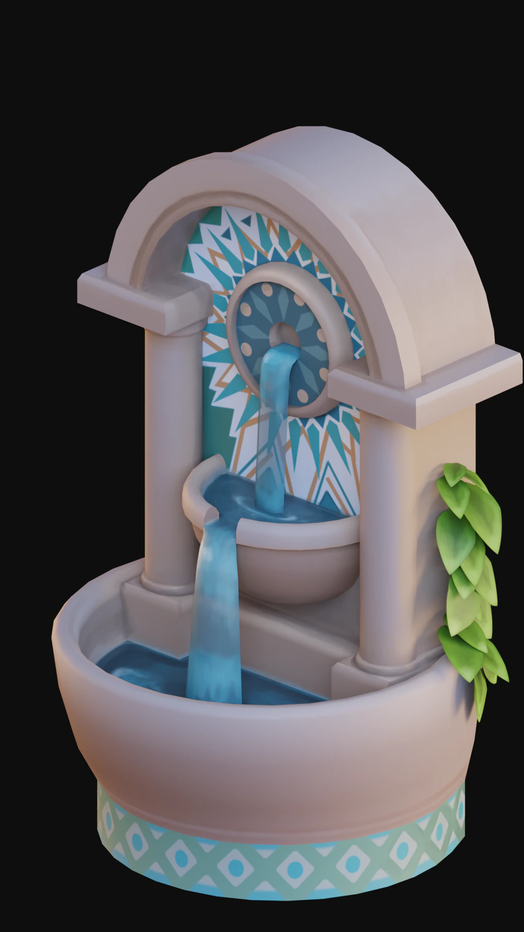 Fonte de pintura &agrave; m&atilde;o de baixo poli ambiente Gamedeve Modelo 3D .c4d .max .obj .3ds .fbx .stl .blend 