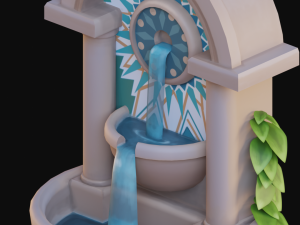 Gamedeve environment low poly handpainting fountain 3D 模型